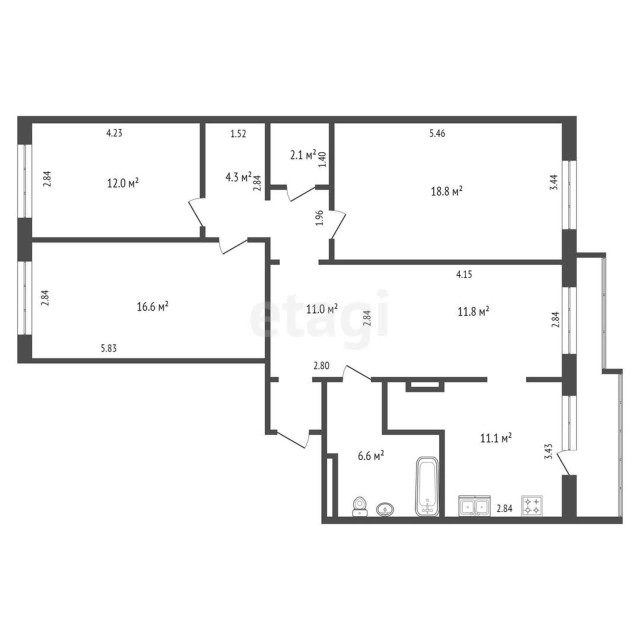 4 комн., 94 м², 112 серия, Авиапорт 3