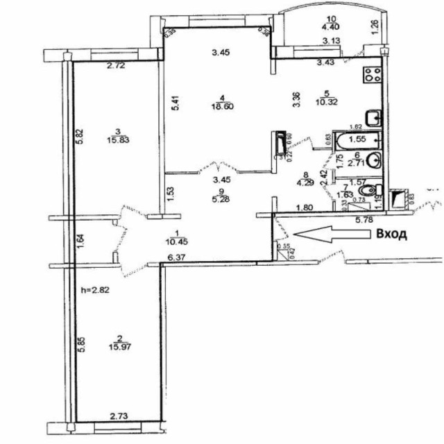 3 комн., 85 м², 112 серия, 203 мкрн. 9