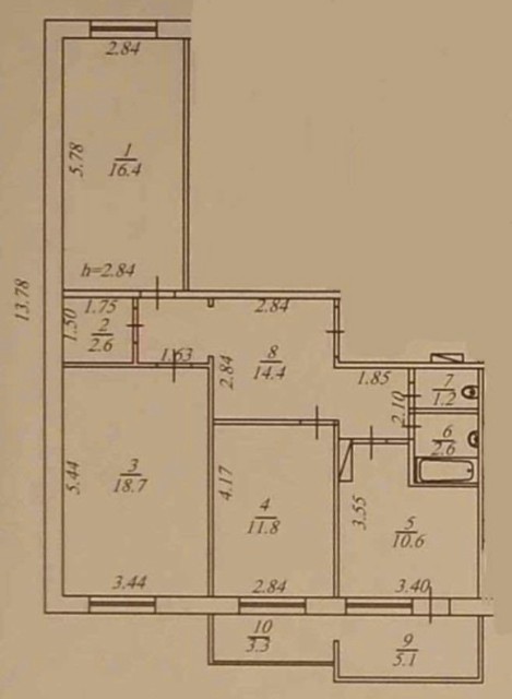 3 комн., 86 м², 112 серия, Сахацирк 8