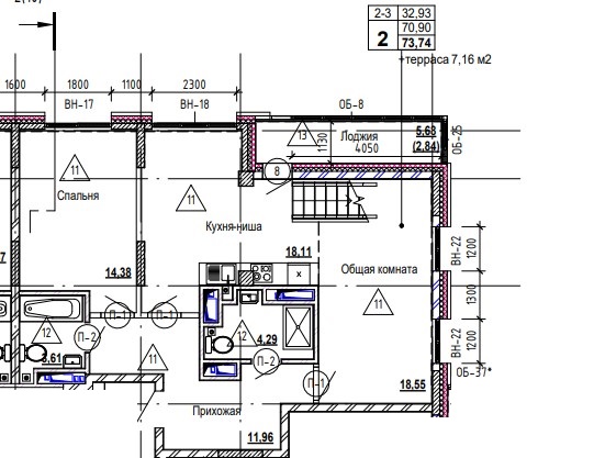 2 комн., 80.9 м²