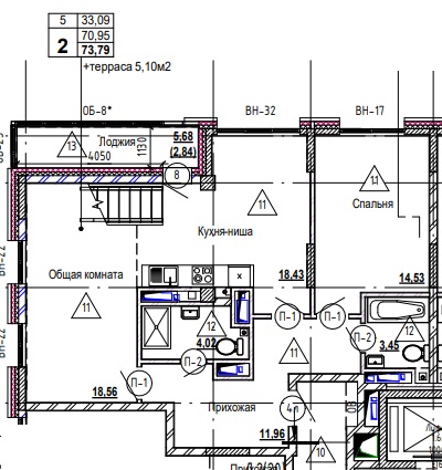 2 комн., 78.9 м²